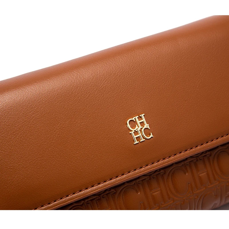 CHCH Women's Shoulder Bag New Magnetic Flip Chain Bag Brown Small Square Bag Wallet