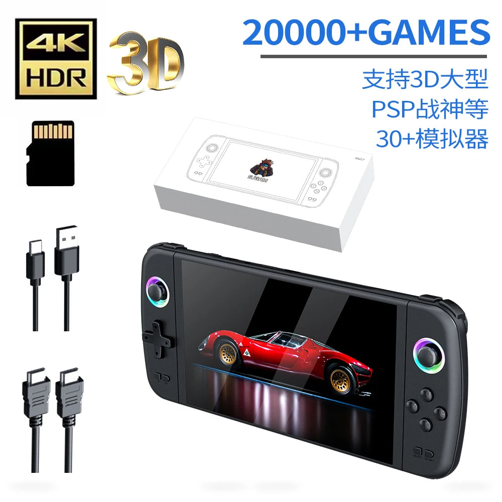7.0 Inch Big Screen M27 Portable Pocket Retro Handheld Video Game Console 1024*600 Display Support LINUX Emelec 64G/128G