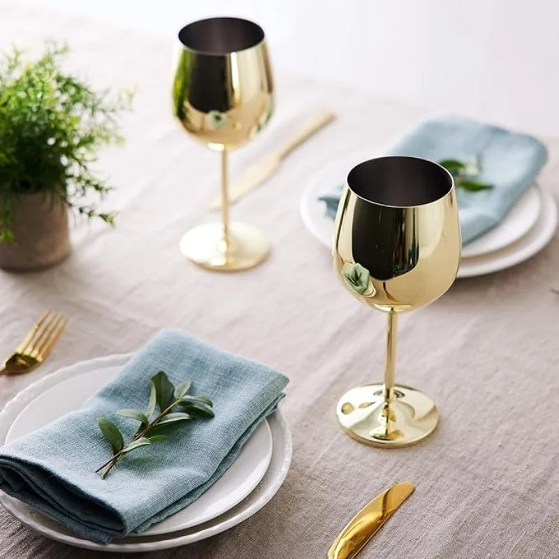 6PCS Stainless Steel Glass Cocktail Creative Metal Wine Glass Bar Restaurant Champagne Red Wine Glass Drinkware Barware Cup