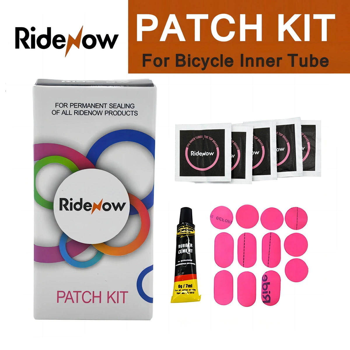 Ridenow Patch Kit TPU Bike Inner Tube Repair Tool Road Bicycle Tire 700C x 23 25 28 32C MTB Bike Tyre 26 27.5 29er BMX 20" 16"