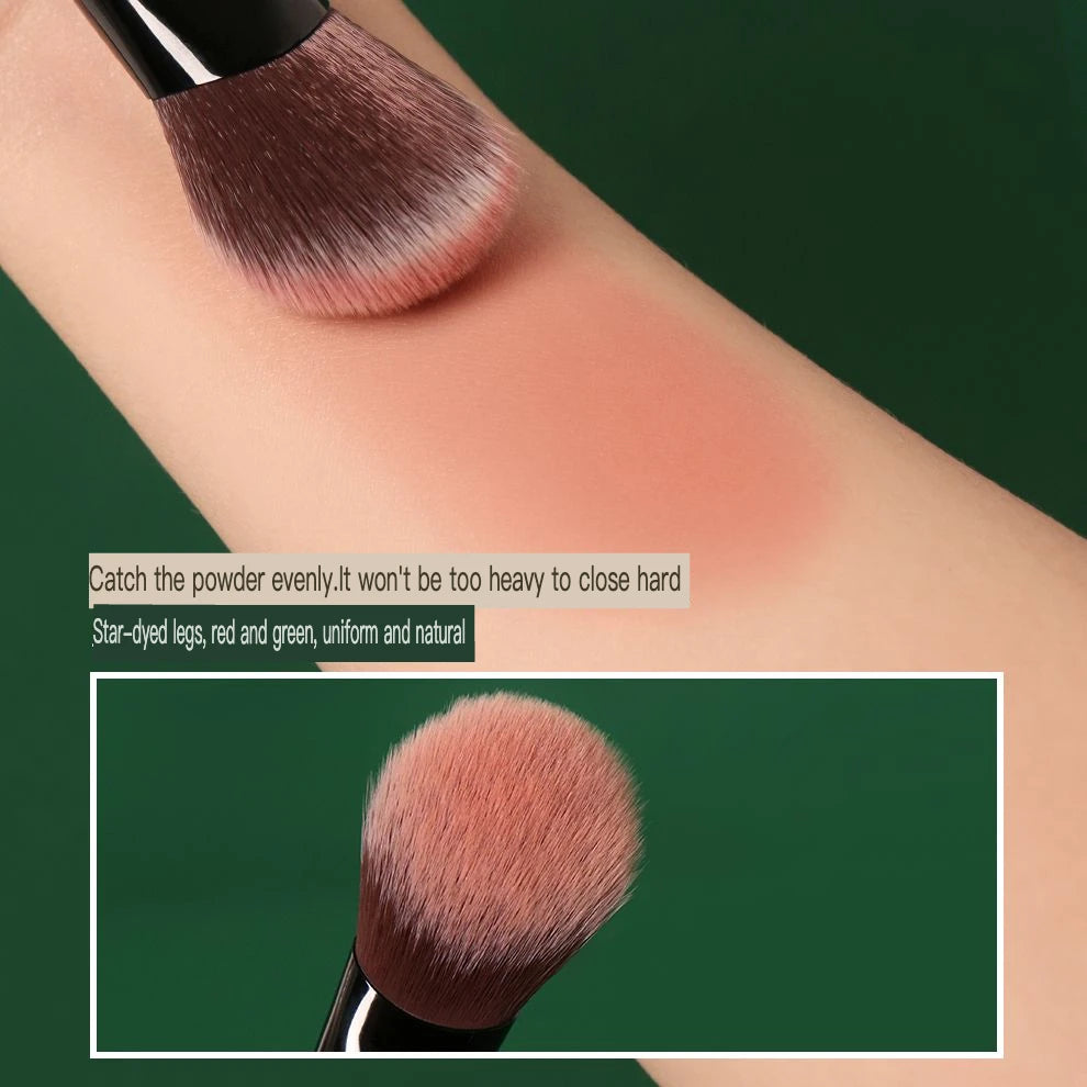 Slope Blush Brush Angled Bevel Makeup Brush, Black Green Handle, 1pc