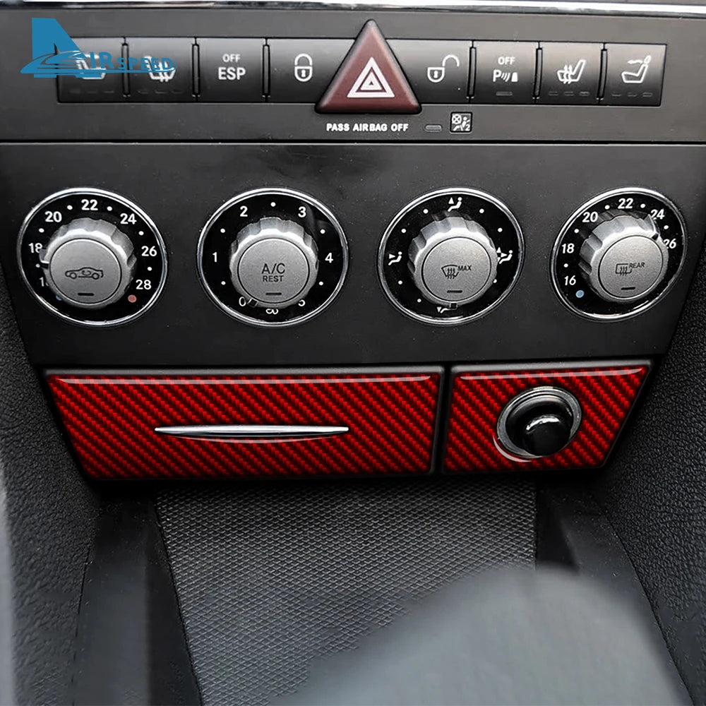 Real Soft Carbon Fiber Trim Sticker For Mercedes Benz SLK R171 2004 2005 2006 2007 2008 2009 2010 Car AC Storage Bottom Panel