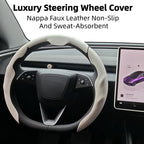 Luxury Nappa Faux Leather Steering Wheel Cover That Is Non-Slip And Sweat-Absorbent, Sporty Style Suitable For Various Vehicles