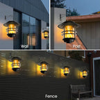 1pcs Solar Hanging Lantern Outdoor Flickering Flames Waterproof Heavy Glass Stainless Solar Outdoor Light for Wall Fence Patio P