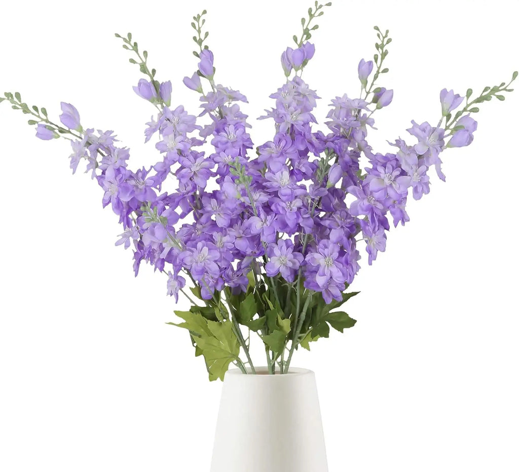 YeeNanee 6pcs Blue Delphinium Artificial Flowers Long Stem Larkspur for Wedding Centerpieces Floral Arrangements Home Vase Decor