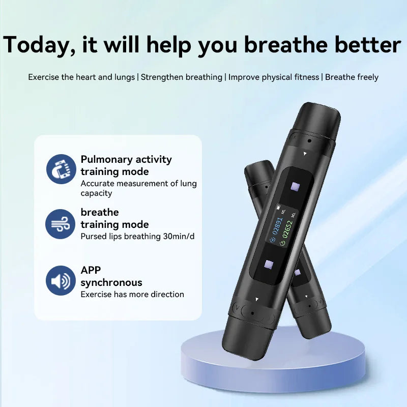 Portable Electronic Breathing Sports Trainer Exhalation and inhalation Training Pulmonary Muscle Vital Capacity Exerciser Tester