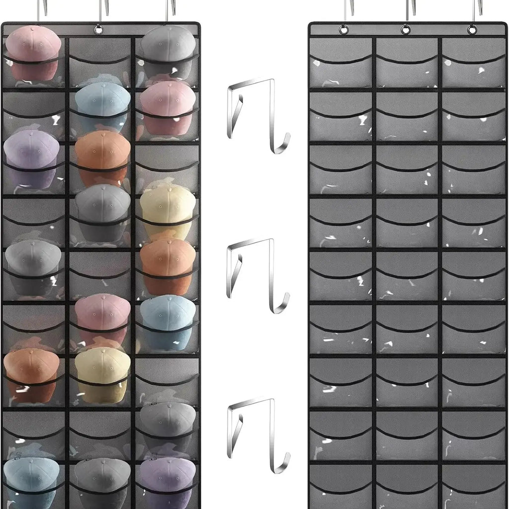 Hat Storage Holder Organizer 27 Clear Pockets Protect Hat Rack Door Hanging Holder Hanger Storage Rack for Baseball Caps Bedroom