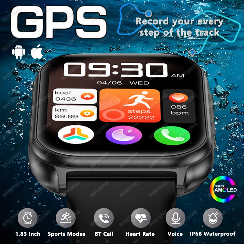 2026 New Bip 6 Pro Sports Smart Watch Men 700 MAH Fitness Track IP68 Waterproof Heart Rate GPS Track Bluetooth Call Smartwatches