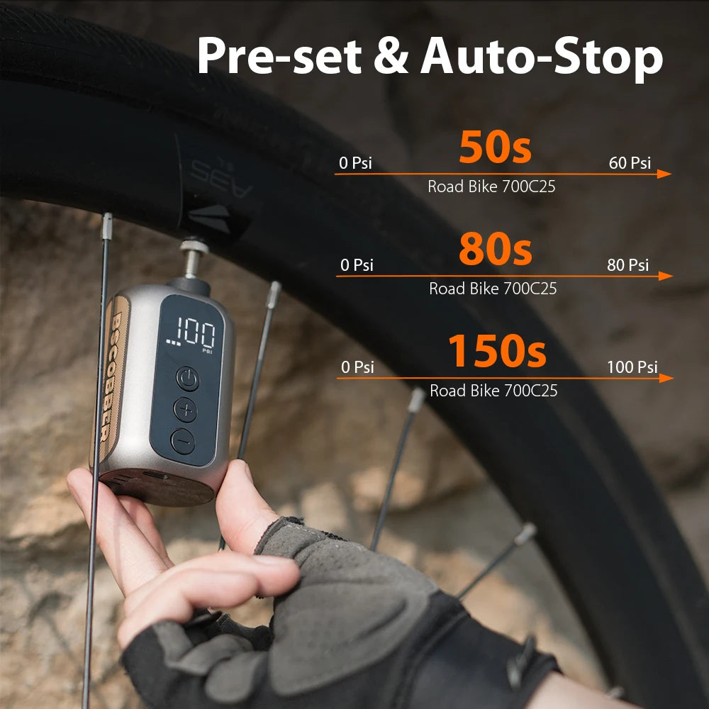 BSCOBBER cycle pump for bicycle A5mini Rechargeable Wireless bike pump electric High Pressure Bicycle Accessories Tire Inflator