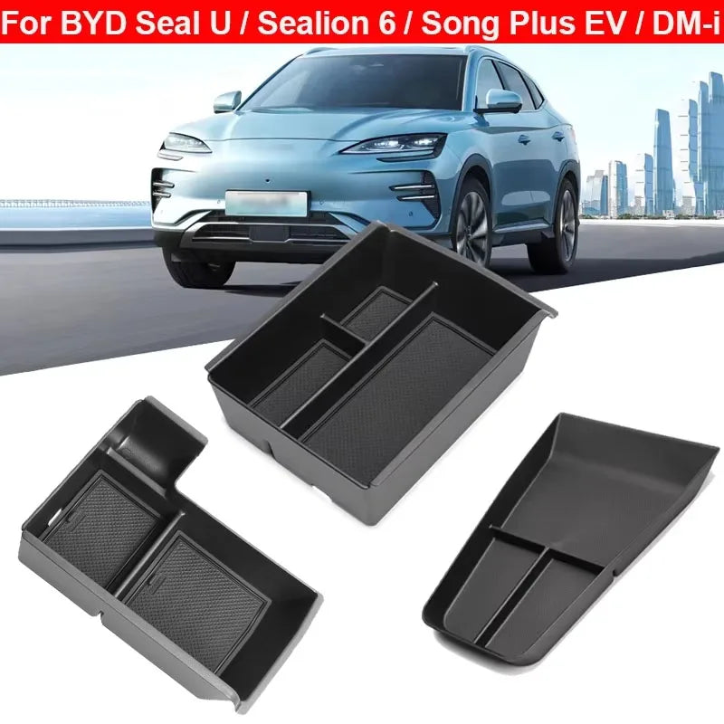 Armrest Storage Box Cup Holder for BYD Seal U Sealion 6 Song Plus Champion Edition 2023 2024 2025 Car Interior Accessories
