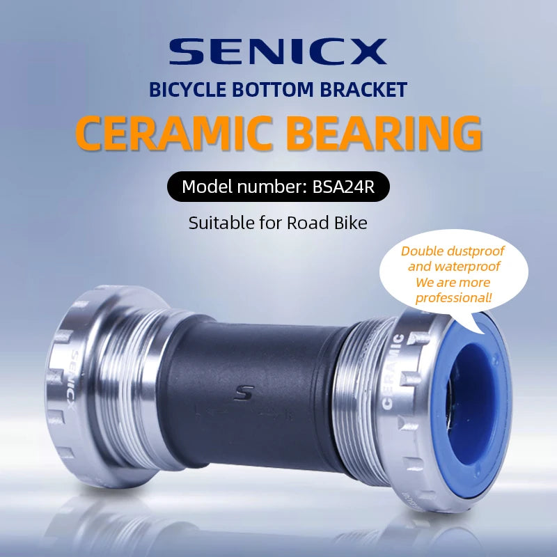 SENICX Bicycle Bottom Bracket Ceramic BSA Thread Road Bike Central Movement Suitable for Shimano / SRAM GXP Crankset 24mm Axis