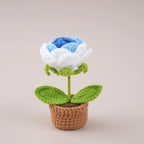 Mini Tulips Crochet Flowers Potted Cute Knitting Flowers Table Car Decor Handmade Artificial Tulips Flores Tejidas