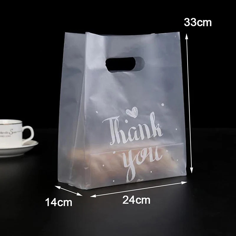 50pcs Thank You Plastic Candy Gift Bags Shopping Bags Wedding Wrapping Bags