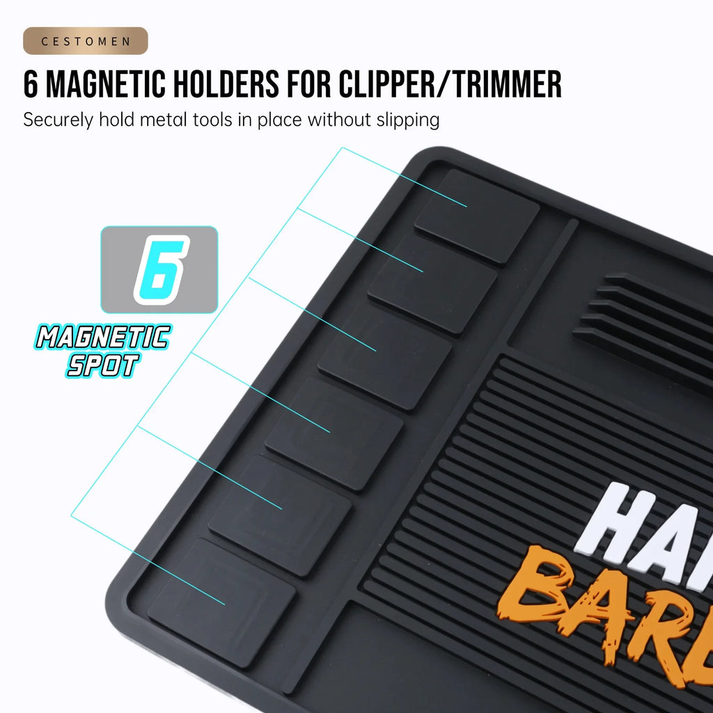 Salon Non-Slip Silicone Table Organizer Pad Barber Clipper Comb Scissors Storage Mat Hairdressing Tool Magnetic Slot Storage Pad