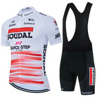 New 2026 SOUDAL Quick Step Men Summer Short Sleeve Cycling Jersey Set Breathable Quick Drying Cycling Clothes Shirt 19D Cushion