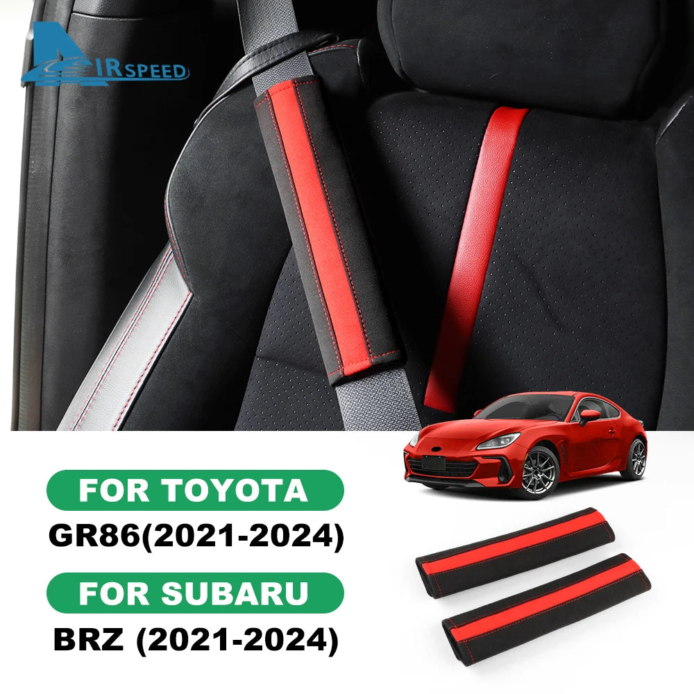 Top Suede For Subaru BRZ Toyota 86 2013-2021 2022 2023 2024 2025 Car Safety Belt Buckle Seat Belt Cover Shoulder Pads Protector