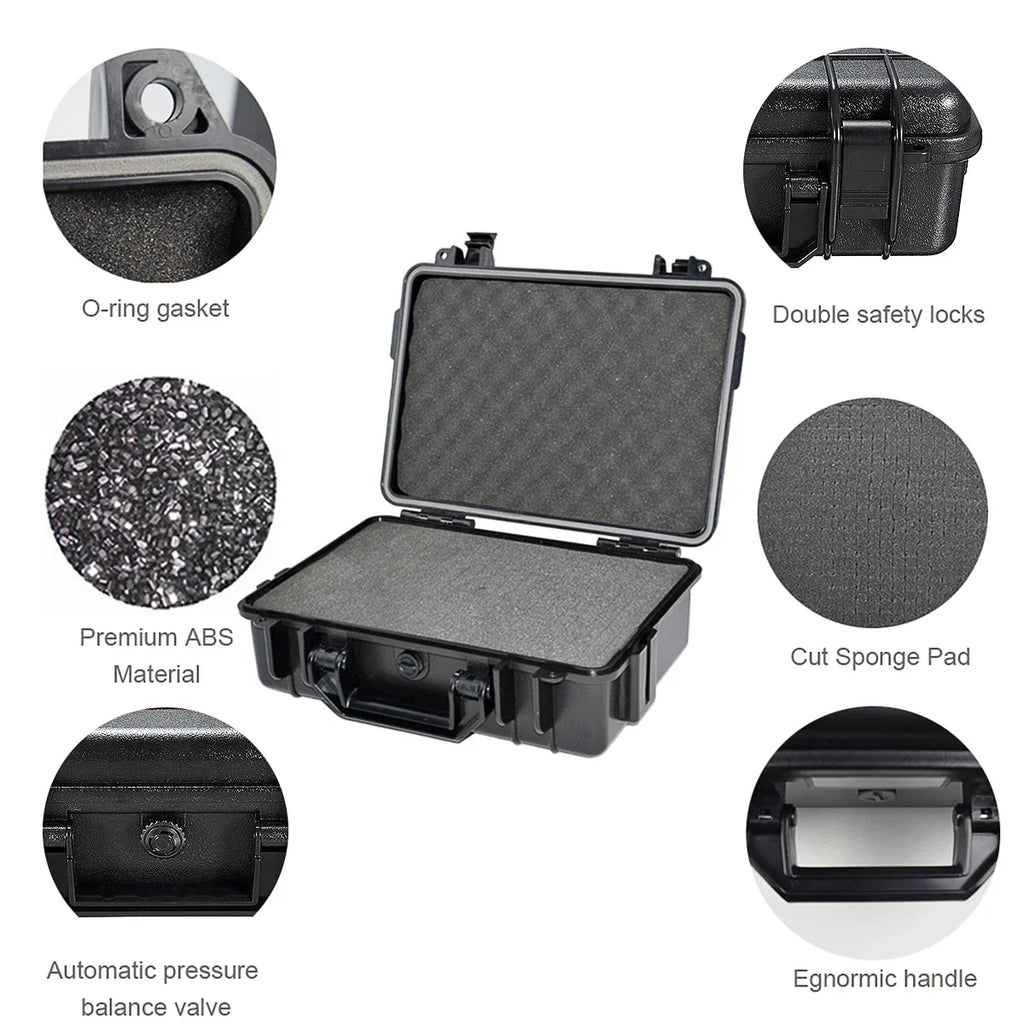 Waterproof Hard Carry Case with Foam Insert Storage Box, 7 Size Options