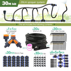 Black 8mm PE Hose 20cm Flexible Nozzle Misting Watering System 45/60/80/100W Self-priming Pump Adjustable Sprayer Kit for Garden
