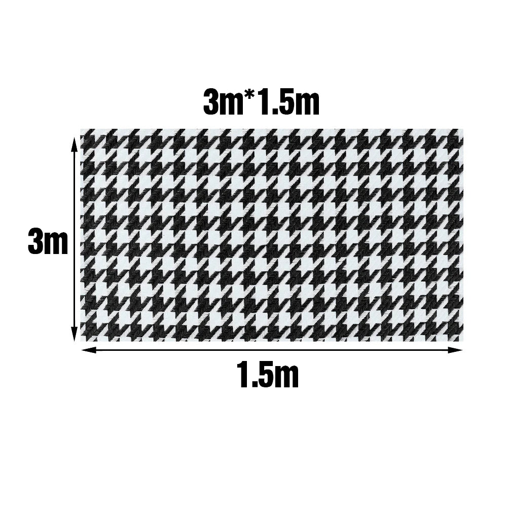 Houndstooth Cotton Linen Upholstery Fabric 1x1.5m Black-White Car Seat Door Panel Headliner