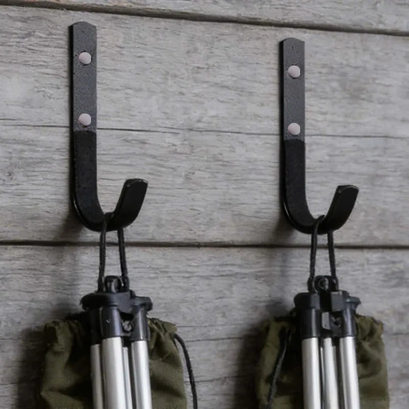Carbon Steel Wall Mounted Storage Hook Bracket, Rust Resistant Tool/Bike Hanger - 1 Pair
