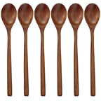 6 Piece Wooden Spoon Bamboo Kitchen Korean Style 9 '' Inch Natural Wood Soup Tableware Cooking Honey Coffee Spoon Mixing Spoon