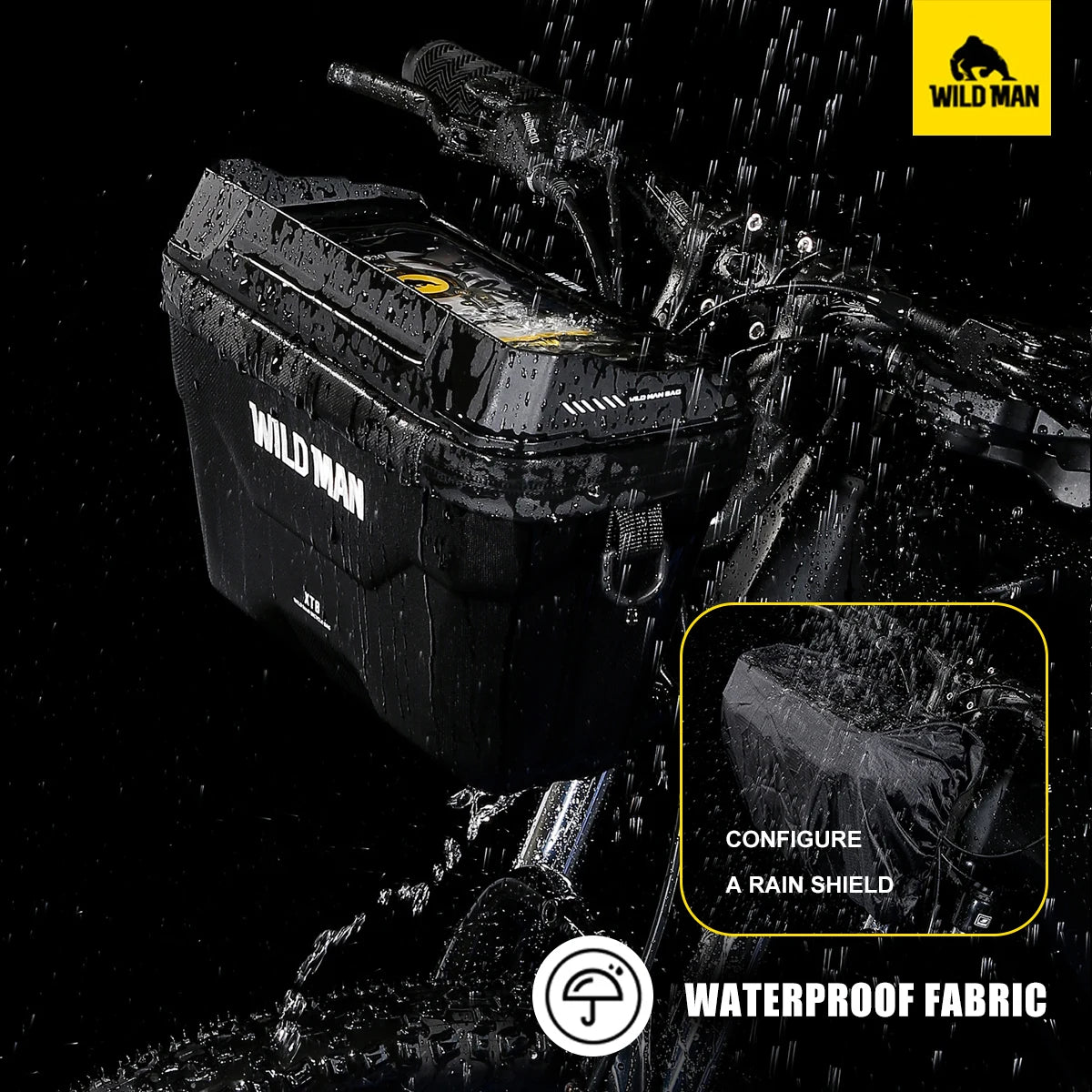 WILD MAN XT8 EVA Handlebar Bag for E-Scooters/Foldable Bikes – Waterproof TPU Touch Screen, Quick-Release Mount