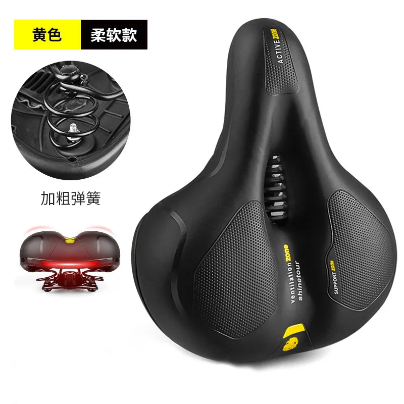 Reflective Shock Absorbing Hollow Bike Saddle MTB Bicycle Seat Breathable Rainproof Cycling Road Mountain Cycling Accessory 0402