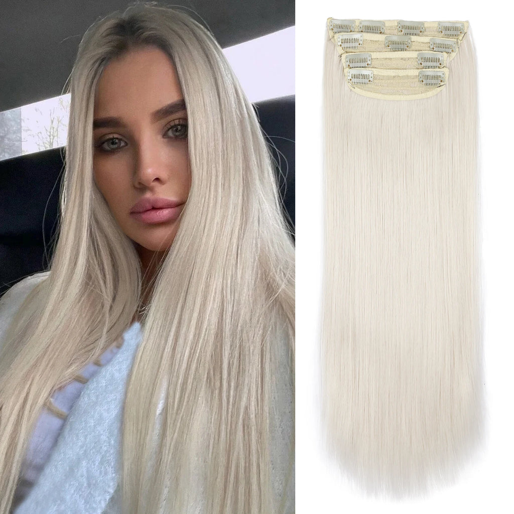 4Pcs/Set 20Inch Synthetic Hair Clip In Long Wavy Thick Hairpieces For Women Full Head Synthetic Hair Extensions Ombre Hairpieces