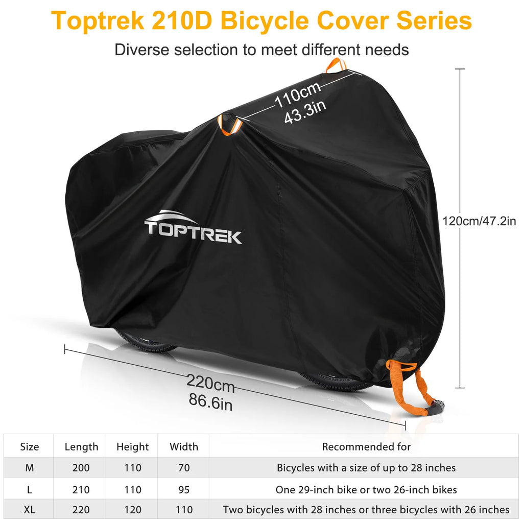 Toptrek Bike Cover 210D High Quality Bicycle Protector Multipurpose Rain Snow Dust Waterproof New All Weather Protective Covers