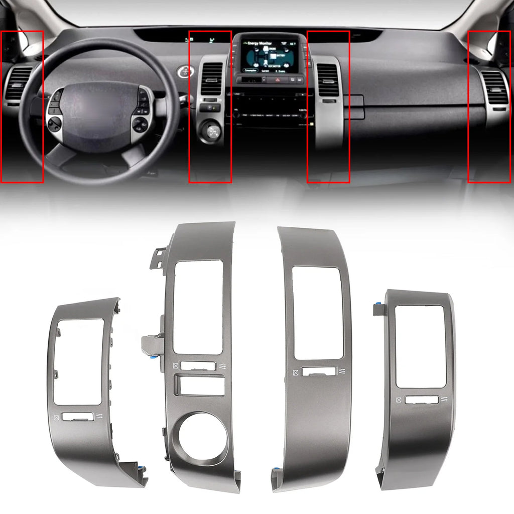 4pcs Center Dash Air Vent Panel 55670 47060 Left Right Car AC Outlet Vent Panel Cover Decoration Trim for Toyota Prius 2004‑2009