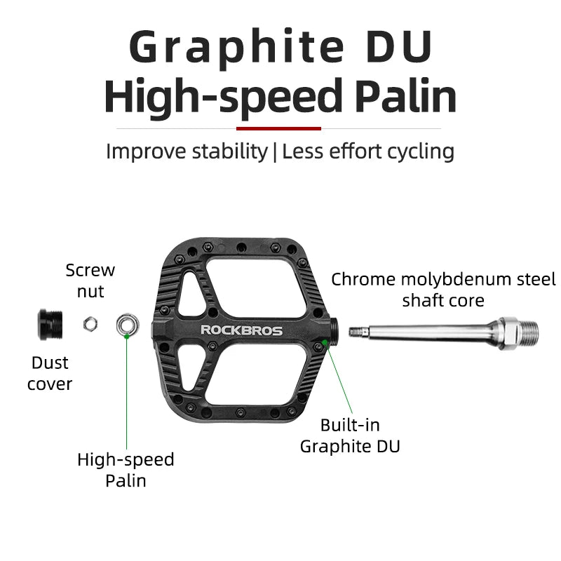 ROCKBROS Bicycle Pedals Ultralight Sealed Bearings Nylon Bike Pedals Anti-Slip MTB Road Flat Platform Cycling Pedal Accessories