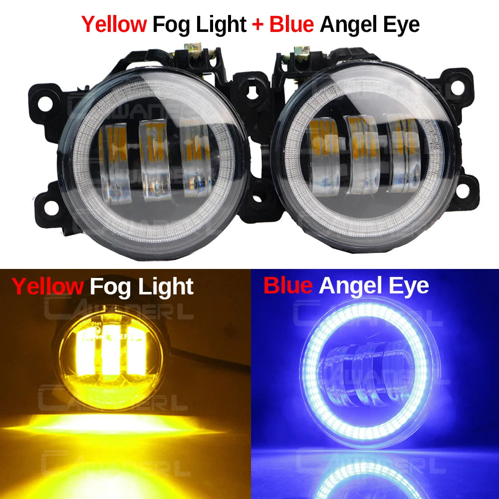2 Pieces 90MM Round Angel Eye LED Fog Light For Suzuki Jimny 1998-2017 30W H11 Adjustable Car Front Fog Daytime Running Lamp DRL