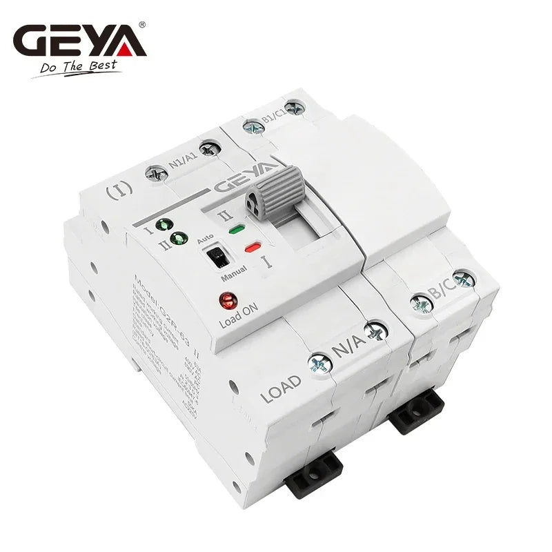 GEYA G2R DIN Rail Automatic Transfer Switch ATS Dual Power Selector, 2P/4P 63A 110V/220V