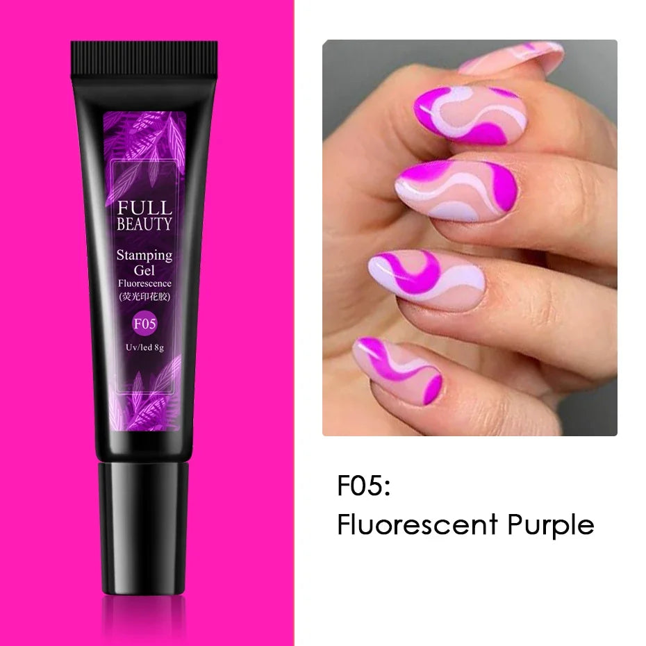 5/6pcs Fluorescent Stamping Plates Gel Nail Polish Manicure Set Hybrid Lacquer Gel For Nails Art Template Printing Accessories