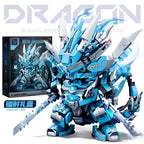 2-in-1 Transforming Mecha Robot & Dragon Building Blocks Set, No Box, With Weapon