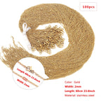 100pcs Wholesale Stainless Steel Plated 18K Gold Link Cable Chain Lobster Clasp DIY Jewelry Adjustable Gold Necklace Supplies