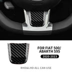 Real Dry Hard Carbon Fiber Sticker For Fiat 500 500C Abarth 595 595C 695 695C 2016-2020 2021 2022 2023 2024 Car Steering Wheel