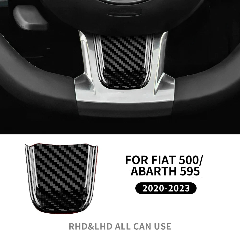Real Dry Hard Carbon Fiber Sticker For Fiat 500 500C Abarth 595 595C 695 695C 2016-2020 2021 2022 2023 2024 Car Steering Wheel