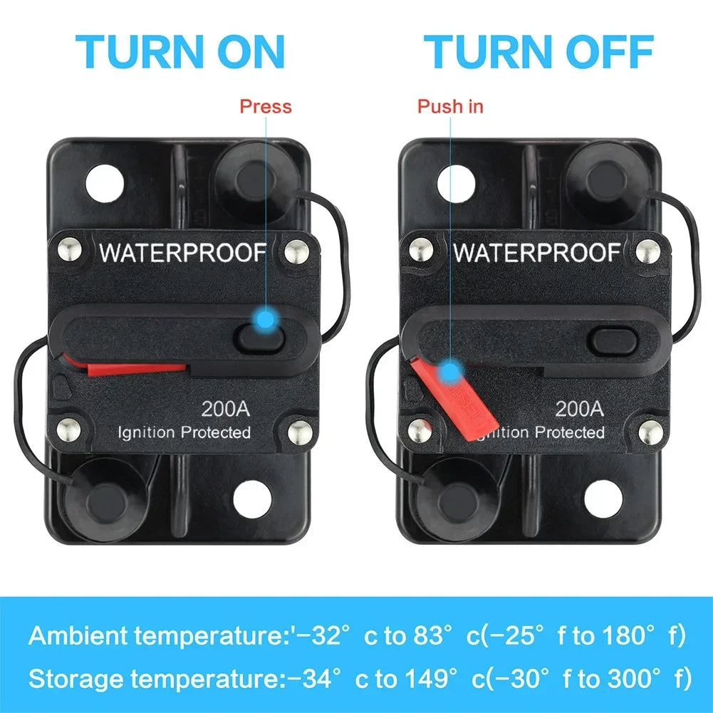 DaierTek 20A-300A Circuit Breaker 12V Trolling with Manual Reset Boat Manual Power Protect for Audio Fuse Car 48VDC Waterproof