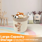 Cotton Rope Storage Basket Large Capacity Toy Organizer with Embroidery Decor Clothes Hamper Woven Sundries Organizer for Home