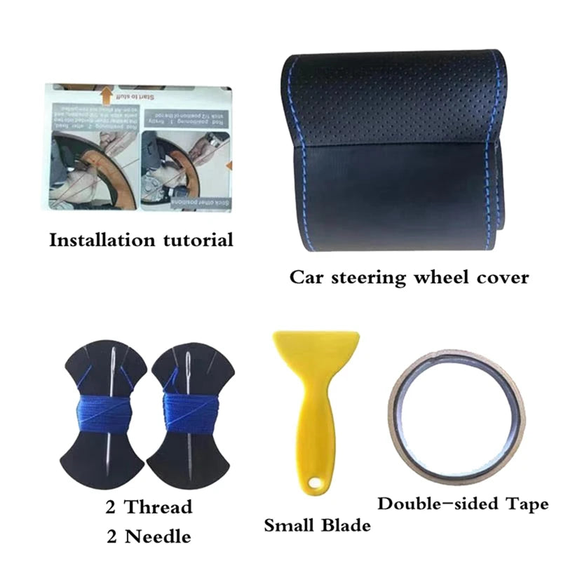 DIY Black Faux Leather Car Accessories Steering Wheel Cover For Toyota Hilux 2015-2021 Fortuner 2015-2021