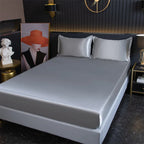 Satin Sheets Fitted Sheet Solid Color Rayon Mattress Cover Elastic Band Bed Sheet King 200x200 200x220 No Pillowcase Beddings