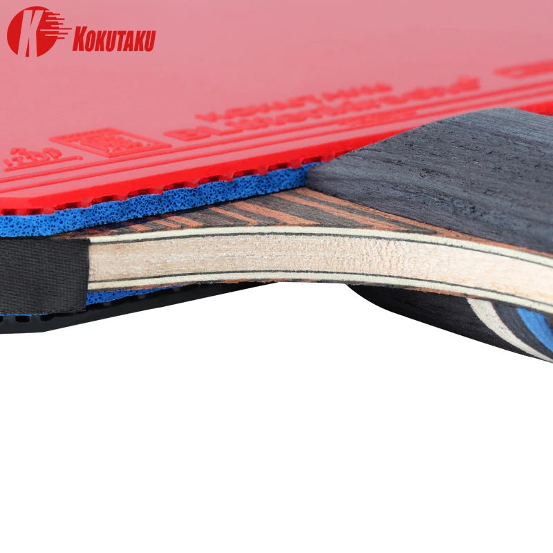KOKUTAKU 2 Pcs 6 Star Ping Pong Paddle Set X6 Ebony Surface Carbon Table Tennis Racket with Bag for Adults
