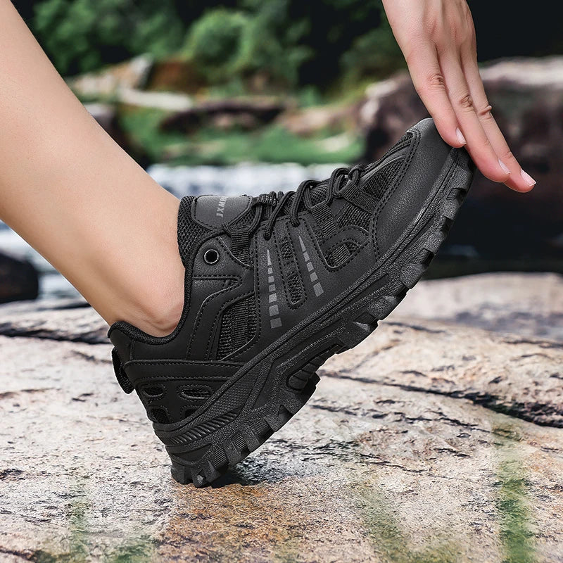 Hiking Shoes Women Shock-absorbing Lace-up Outdoor Low-top Men Shoes Comfortable Flat Breathable Casual Sneakers Men