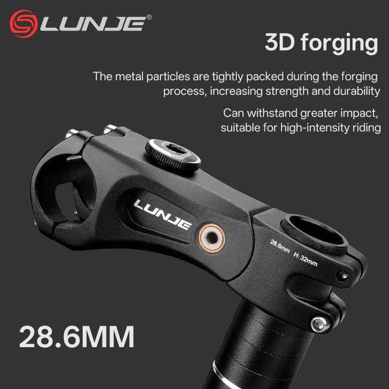 LUNJE Shock Absorber Bike Stem 31.8 MTB Handlebar Riser Extension Adapter 3D Forging Aluminum Alloy Bicycle Accessorie 100/140mm