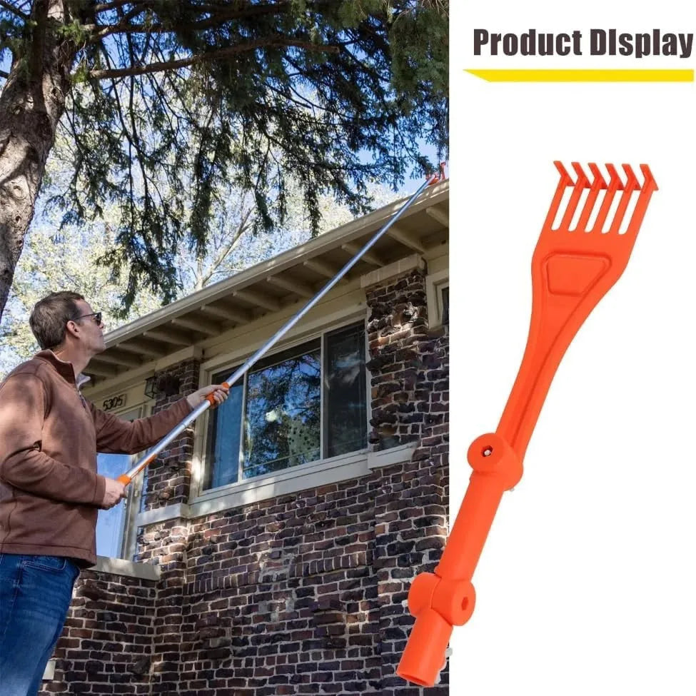 1pcs Gutter Rake From Ground Gutter Cleaning Tools Rotatable Handle Small Rake Rain Gutter Cleaning Tool for Roofs Gutters