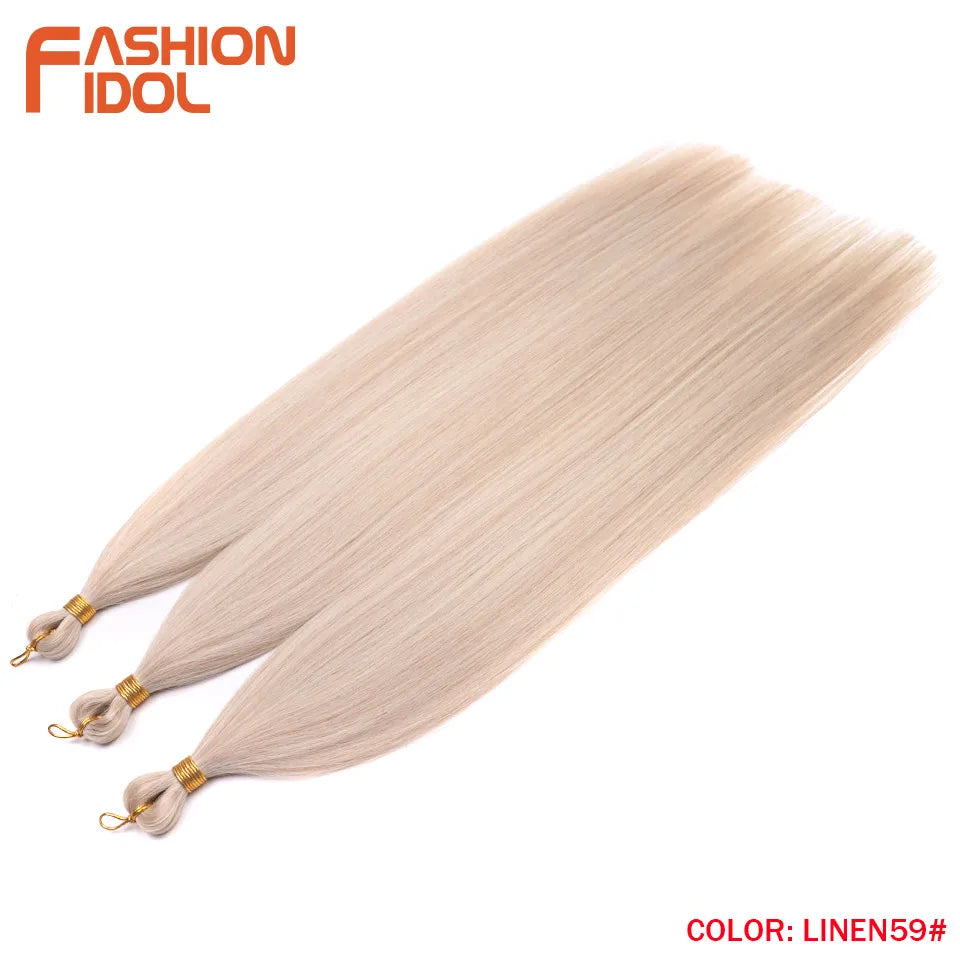 Straight crochet braids hair extensions 3pcs 28in synthetic pony hair bundles ombre silver grey