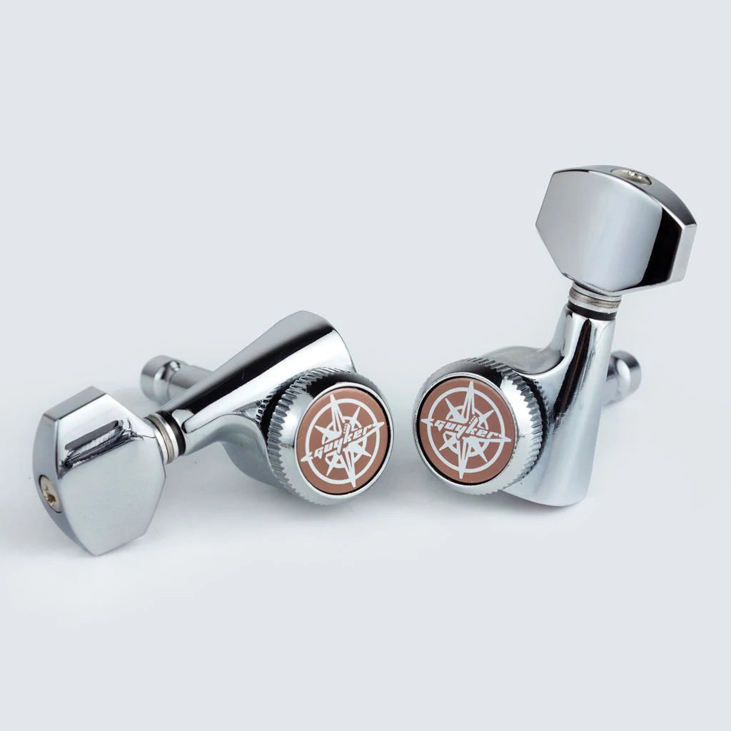 GUYKER Chrome Guitar Locking Tuners Electric Guitar Machine Heads Tuners Metal Lock Silver Guitar Tuning Pegs