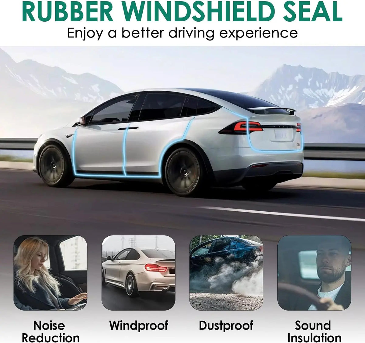 10pcs Door Seal Soundproof Kit For New Tesla Model Y Juniper 2025+ Launch 2025+ Rubber Weather Draft Seal Strip Wind Noise Kit