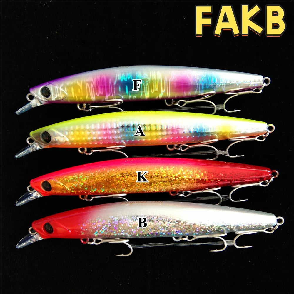 TSURINOYA 4PCS Ultra Long Casting Saltwater Sinking Minnow Sea Fishing Lure BAYONET 135mm 26.4g Seabass Mackerel Hard Bait